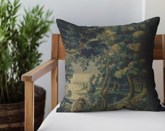 Antique Dutch Green Landscape Verdure Created between c.1660 -1700 Printed Pillow Case Spun Pillow cover