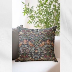 William Morris Vintage Strawberry Thief weave  Pattern created in c.1936 Printed OUTDOOR Pillow