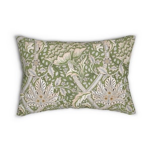William Morris Vintage Pattern created between 1917-1925 Printed Spun Polyester Lumbar Pillow