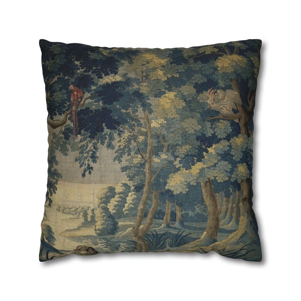 Antiguo paisaje holandés Verdure creado entre c.1660 -1700 Funda de almohada impresa