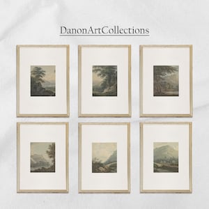 Vintage Neutral Art Prints Set of 2 | Earth Toned Landscape Gallery Wall | DIGITAL DOWNLOAD  | Printable Wall Art  | Antique farmhouse #5182