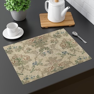 Fragment of Brooched Silk, Antique pattern created ca. 1700 - 1800 Printed Cotton Placemat