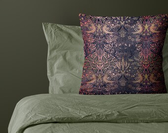 William Morris Dove Rose Pillow Cover | Vintage Woven Textile Pattern Home Decor
