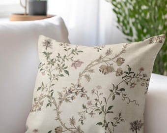 Antique Dutch Fabric Ivory Color, with Floral Pattern Created between c. 1750 - c. 1790 Printed Pillow Cover