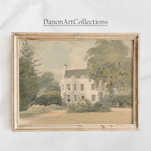 White House, vintage architectural watercolor painting, DIGITAL DOWNLOAD, Printable Wall Art, created in the 18th century. #152