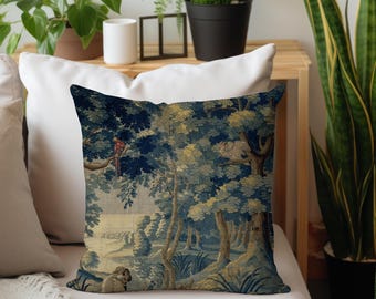 Antique Dutch Landscape Verdure Created between c.1660 -1700 Printed Pillow