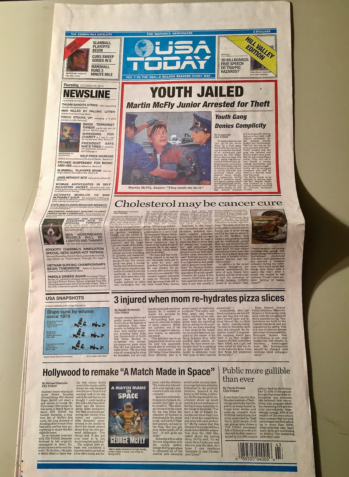 Back to the Future USA Today Newspaper 1/1 Double Sided Etsy