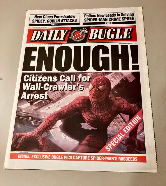 Buy Spiderman 2002 ENOUGH Cover Daily Bugle Full Sized Prop Online in India  - Etsy