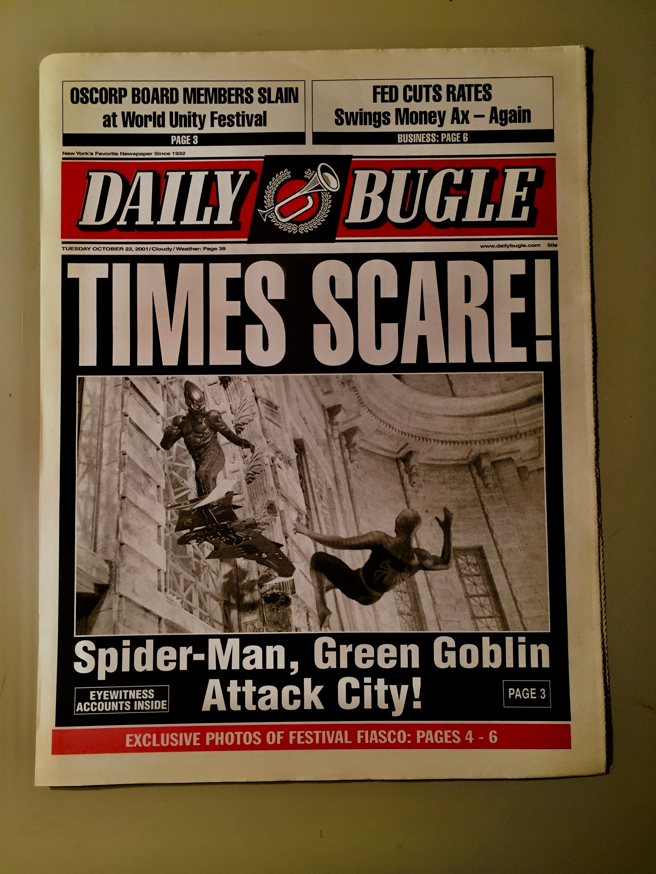 Spiderman Daily Bugle Newspaper Green Goblin Pater Parker Full Etsy