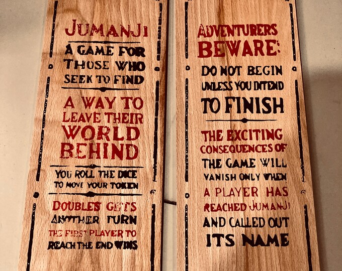 Jumanji 1995 Game Board Rules Set Real Wood Hand Painted 1/1 - Etsy