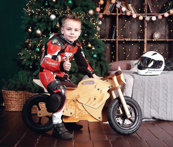 wooden balance bike motorbike