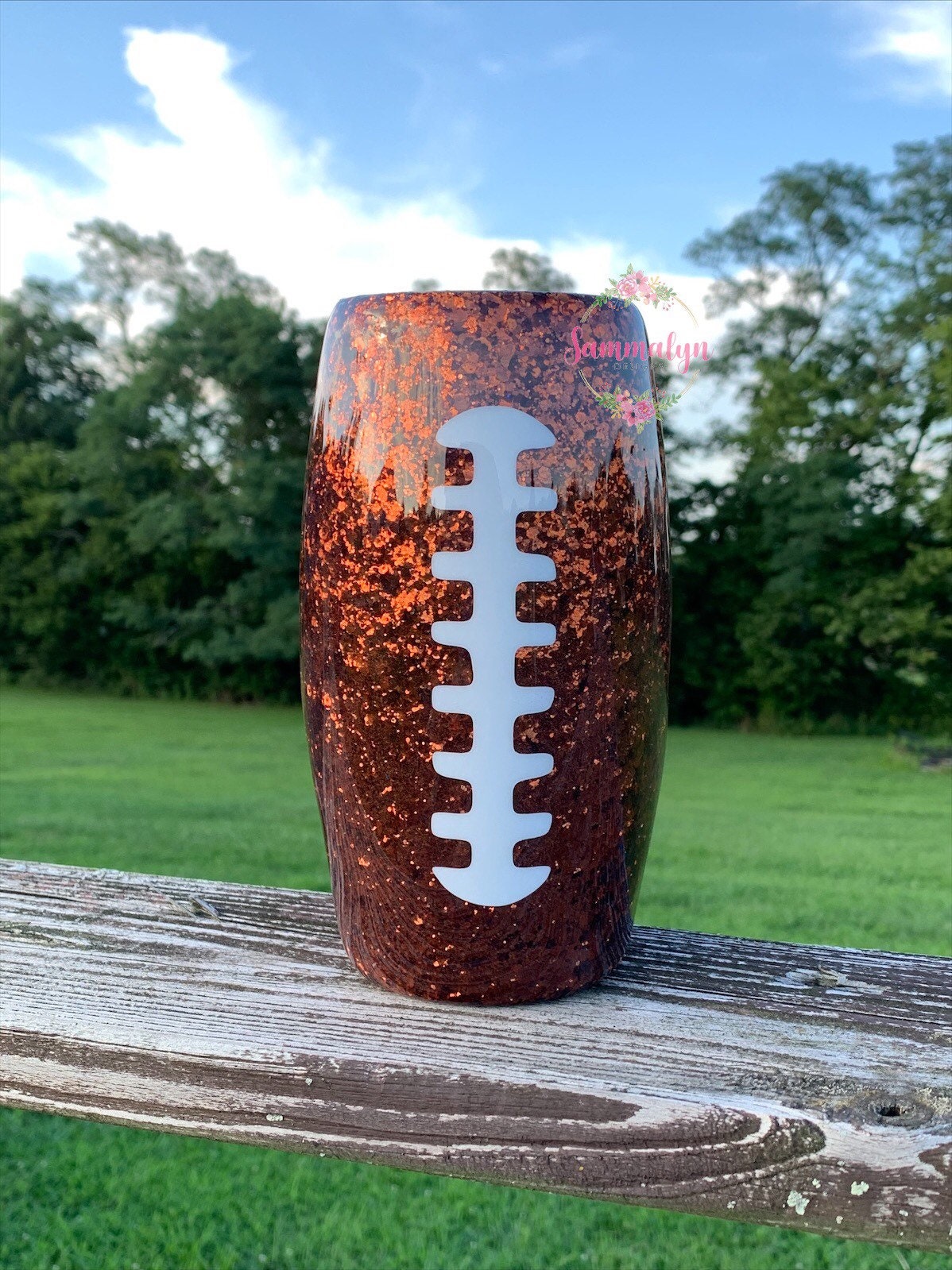 Football Tumbler Glittered Football Tumbler Football High Etsy