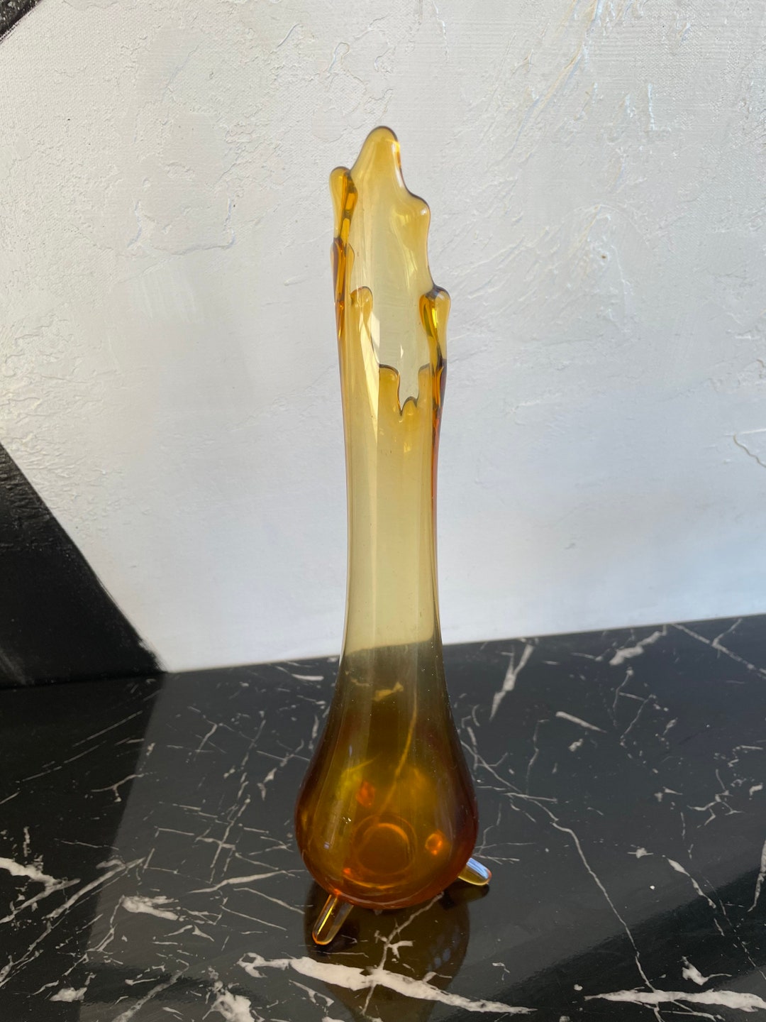 L E SMITH Amber Swung Vase MCM Etsy