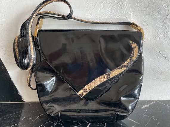 Vintage Kurt Geiger Patent Leather & Snakeskin Pu… - image 1