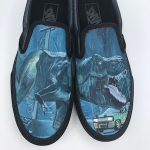 Hand painted Jurassic Park T-Rex Vans
