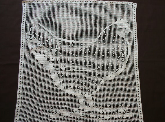 Chicken Curtain, Hen Curtain, Rooster Curtain, Crochet Cafe