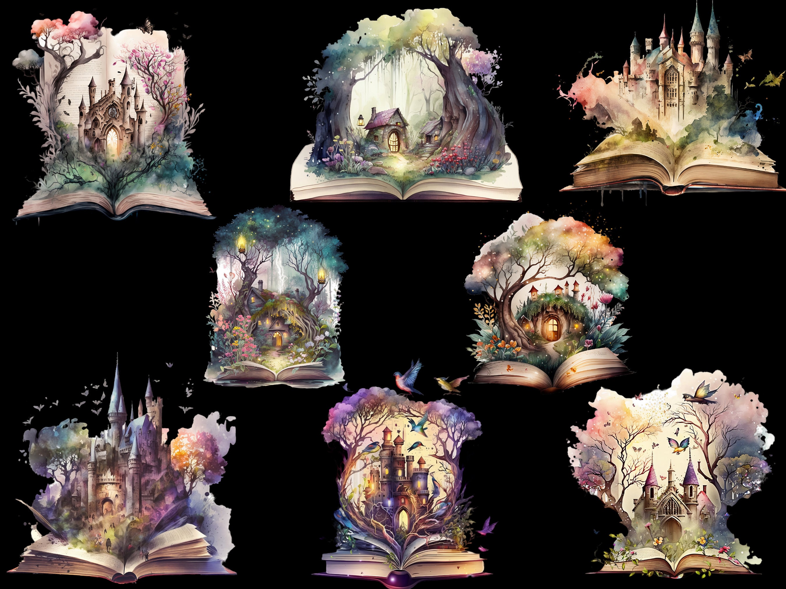 20 PNG Watercolor Fantasy Books Clipart Book Bundle PNG Full - Etsy ...