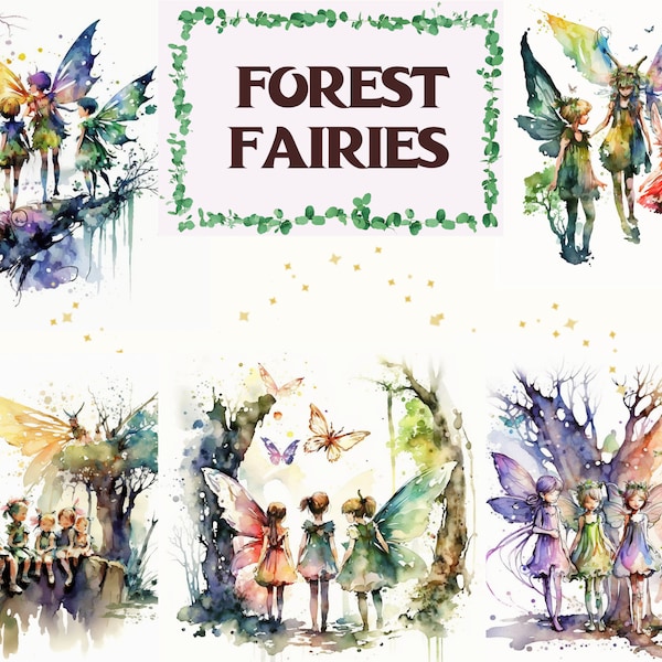 30 Forest Fairy Clip Arts |Nature Fairy Fantasy Clip Art | PNG| Watercolor | Bundle | Instant Download | Printable | Full Commercial Use