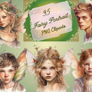 35 Fairy Portrait Cliparts |Beautiful Fairy Fantasy Clip Art | PNG| Watercolor | Bundle | Instant Download | Printable | Full Commercial Use