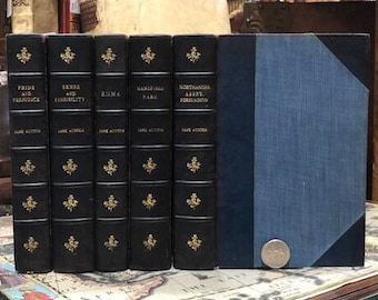 Jane Austen, The Works, 6 novels in 5 volumes, heavily illustrated by Charles Brock, 200 illustrations, 1914
