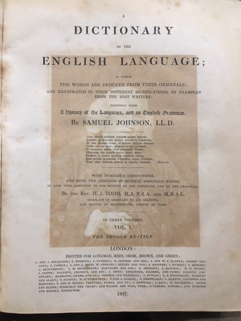 1827. Johnson's Dictionary of the English Language; in Which the Words ...