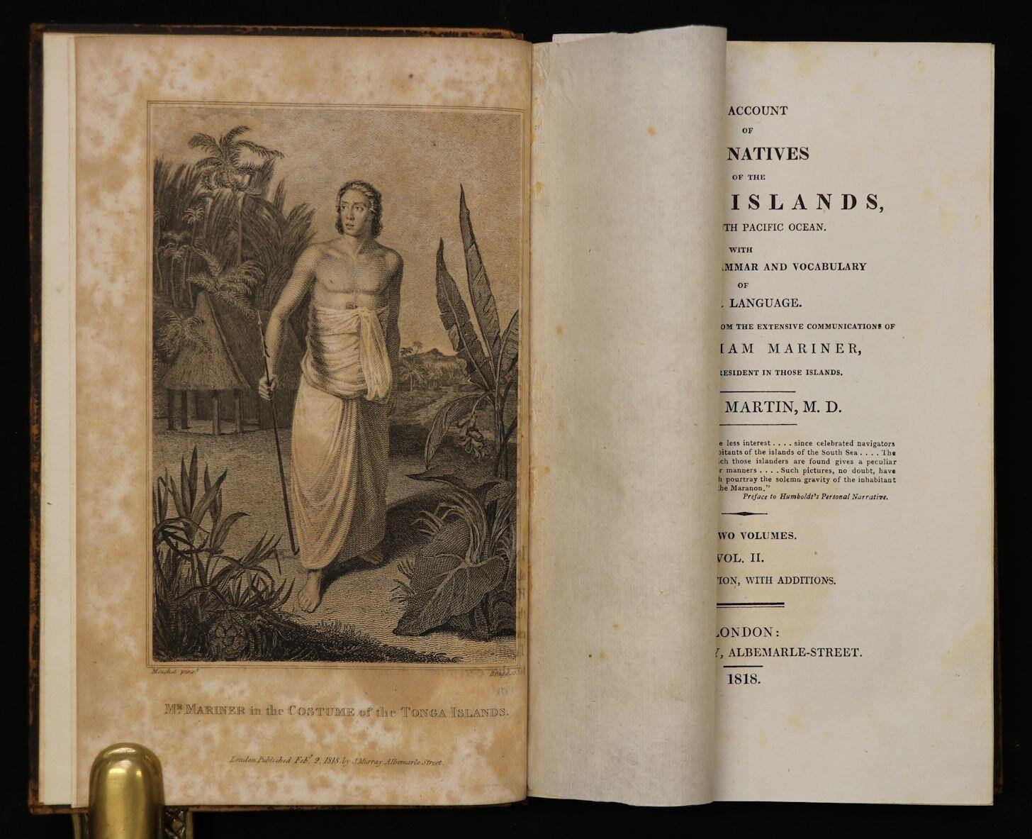 An account of the natives of the Tonga Islands, in the South Pacific Ocean. With an original grammar and vocabulary of their language. Second edition, with additions. — photograph 2.