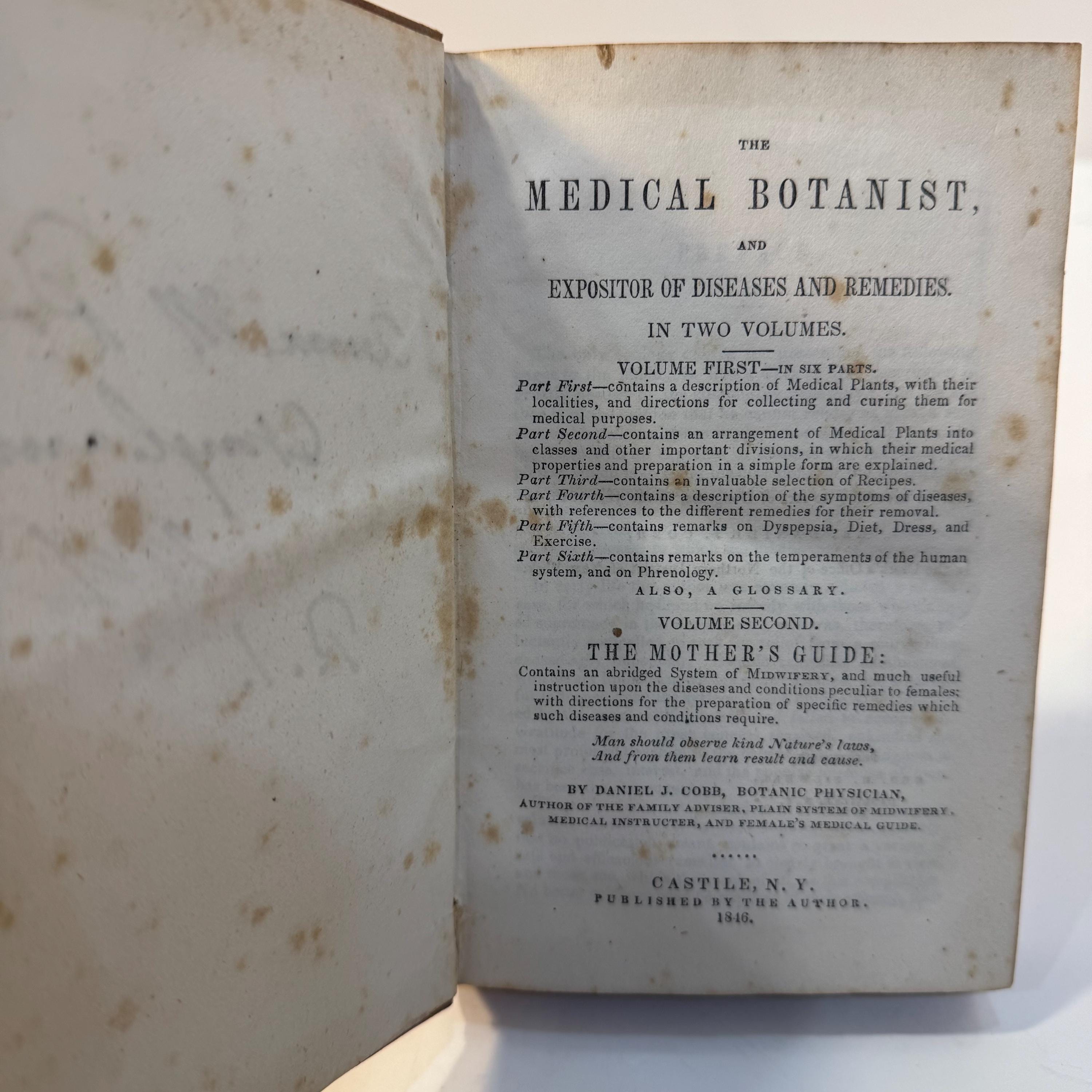 The Medical Botanist and Expositor of Diseases and Remedies. In Two Volumes. Volume First- In Six Parts. First Edition. — photograph 3.