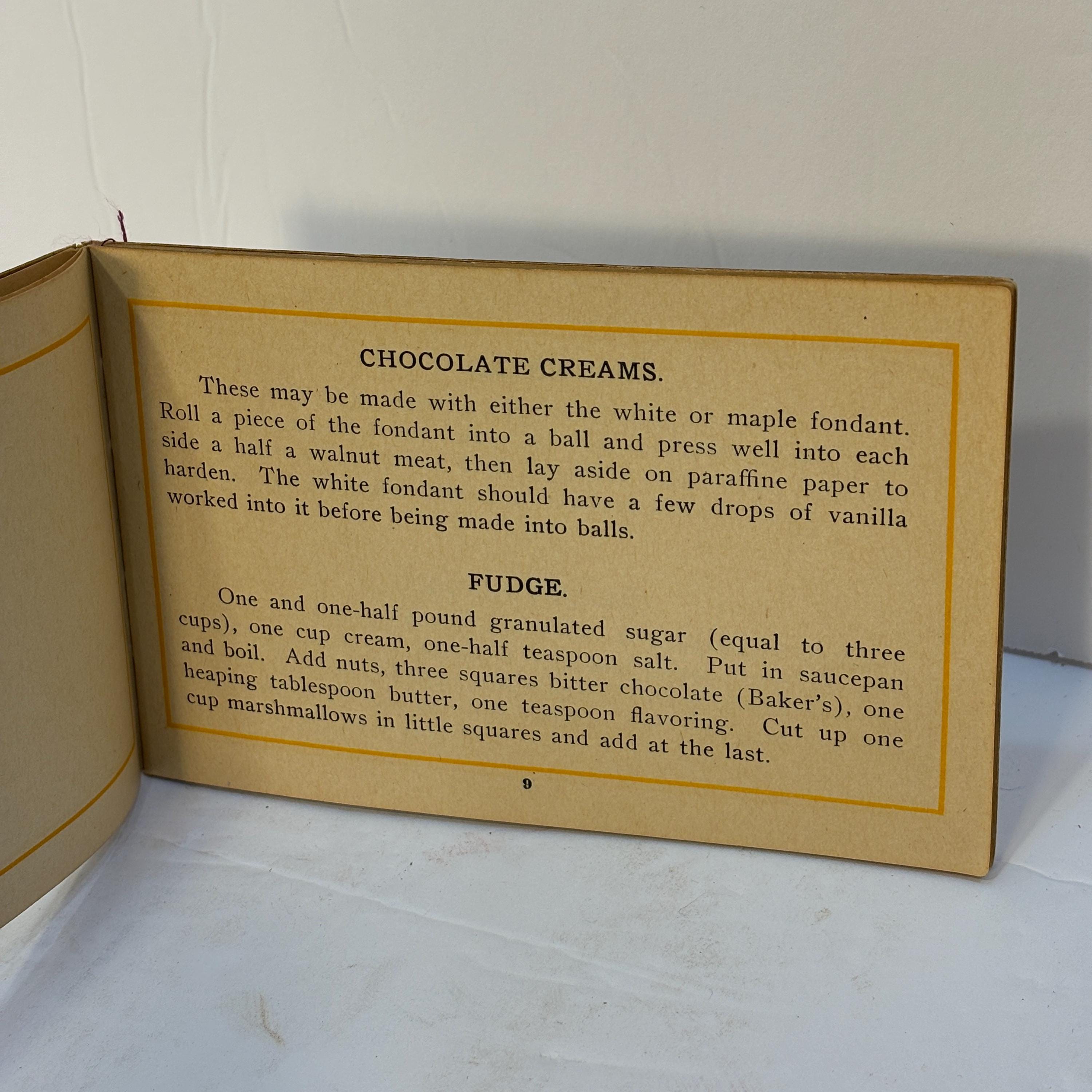 The Handy Candy Book. Recipes and Notes. Second Edition. A selection of candy recipes made by a young lady who has had considerable experience and pleasant success in the delightful art of making candies. Price Ten Cents. — photograph 3.