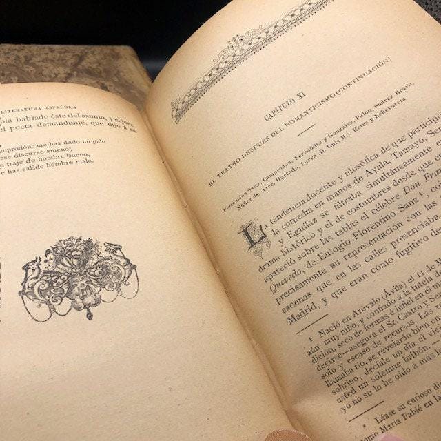 Literatura Espanol en el siglo XIX por el P. Francisco Blanco Garcia agustino
GOOGLE TRANSLATION: Spanish Literature in the 19th century by Father Francisco Blanco Garcia Agustino
PUBLICATION DATES: 1891, 1894 — photograph 4.
