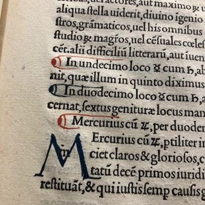 Incunabula. 1499, Original leaf of Julius Firmicus Maternus&#39; Aldine Edition of Scriptores Astronomici Veteres &quot;Ancient Astronomical Writers&quot;