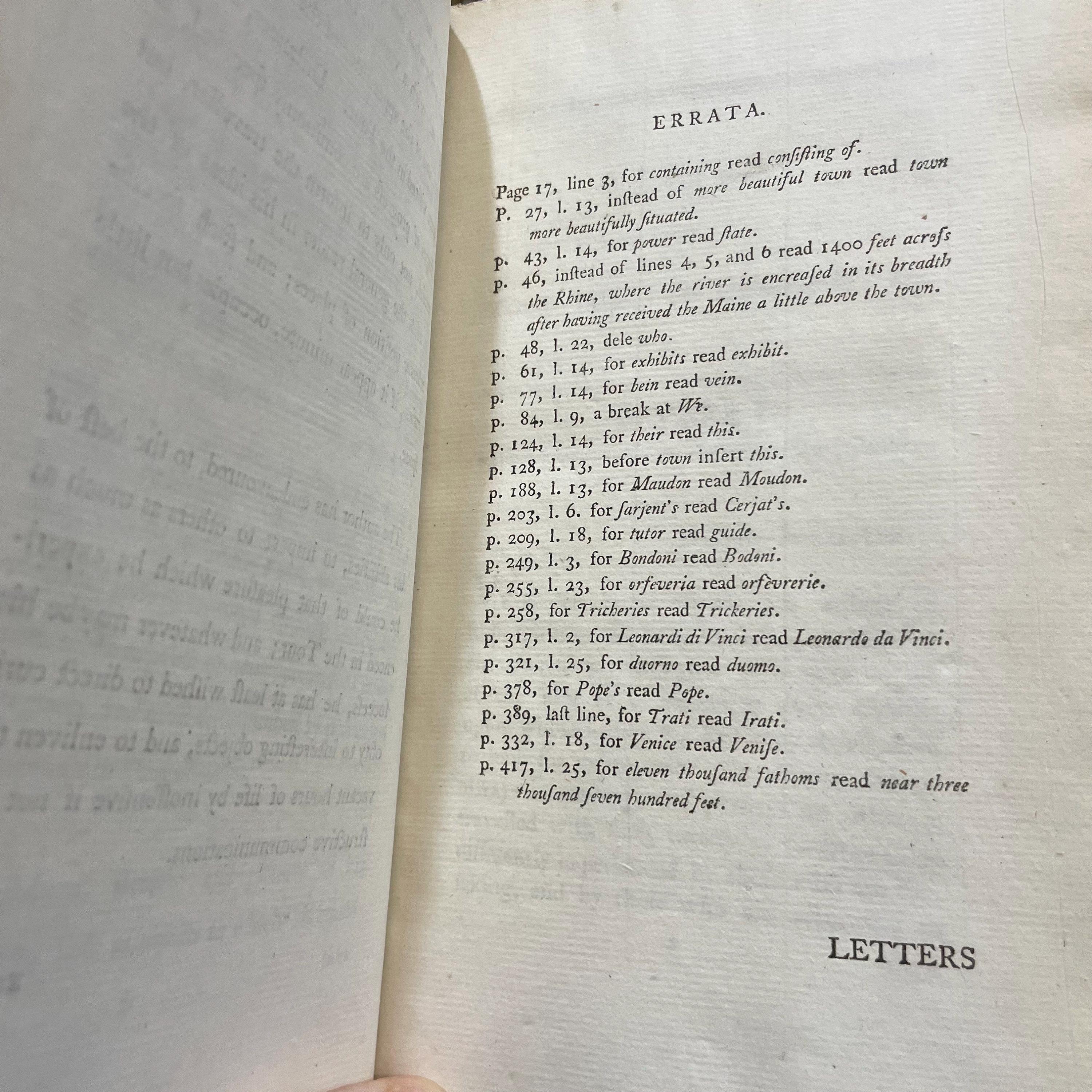 Letters During the Course of a Tour Through Germany, Switzerland and Italy, in the years M.DCC.XCI and M.DCC.XCII. With reflections on the Manners, Literature, and Theology of those Countries. — photograph 10.