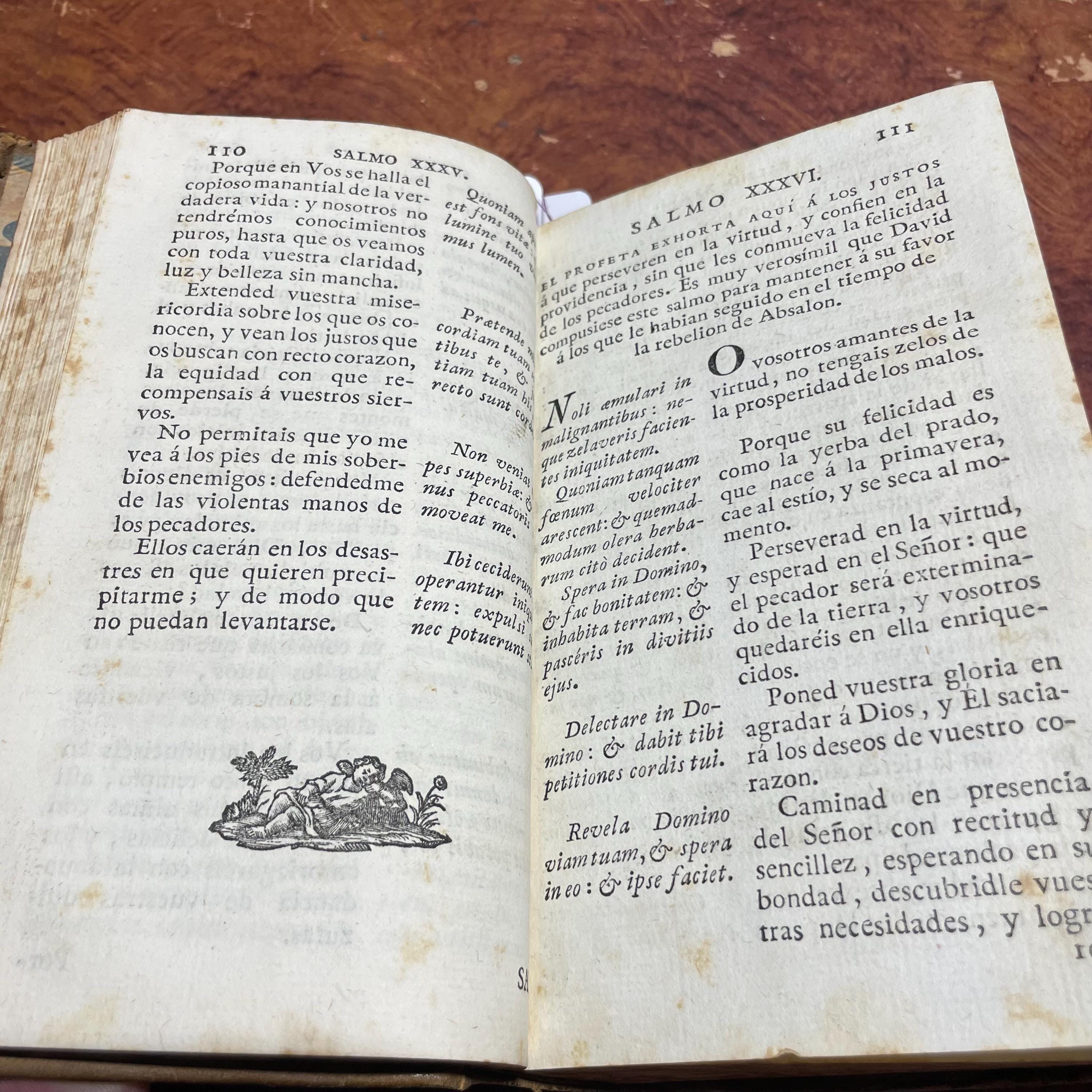 Los Salmos De David Y Canticos Sagrados, Interpretados En Sentido Propio y Literal En Una Brevisima Parafrasis. A cada Salmo se Le Pone Su Argumento: Y Los Versiculos Se Enlazan Con Transiciones Tan Naturales, Que Todo El Salmo Forma Una Oracion Seguida, Utilisima Para Todos Los Fieles, En Especial Los Que Rezan El Oficio Divino. Escritos En Frances Por El P. Lallemant: Traducidos Muchas Veces Al Italiano, Y Nuevamente Al Castellano... Segunda Edicion Corregida, En Que Se Anaden El Simbolo De S. Anatasio, El Te Deum Y Varias Notas. Translated from Spanish: The Psalms of David and Sacred Songs, Interpreted in Their Proper and Literal Sense in a Very Brief Paraphrase. Each Psalm is Provided with Its Argument: And the Verses are Linked with Such Natural Transitions, That the Entire Psalm Forms a Continuous Prayer, Extremely Useful for All the Faithful, Especially Those Who Pray the Divine Office. Written in French by P. Lallemant: Translated Many Times into Italian, and Newly into Spanish... Second Corrected Edition, in Which Are Added the Creed of St. Athanasius, the Te Deum, and Various Notes. — photograph 8.