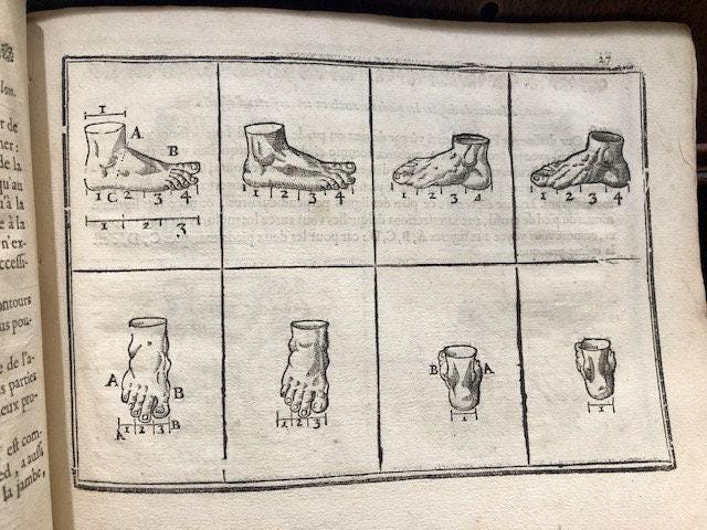L'Art de Dessiner Par Jean Cousin, Excellent Peintre Francois. Trans: The Art of Drawing (Science of Art). Revised, Corrected, and Expanded. With 33 woodcut plates. - Missing title and pages 1-4, woodcuts with descriptions complete. — photograph 7.