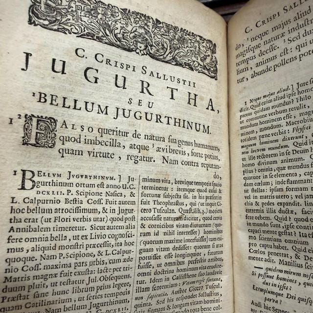 C. Sallustii Crispi Quae Extant Ex Recensione J.F. Gronoii Cum Variorum Observationibus Ab Ant. Thysio Collectis. Translated from Latin" The Works of C. Sallustius Crispus that Exist, From the Edition of J.F. Gronovius, With Various Observations Collected by Antonius Thysius" — photograph 10.