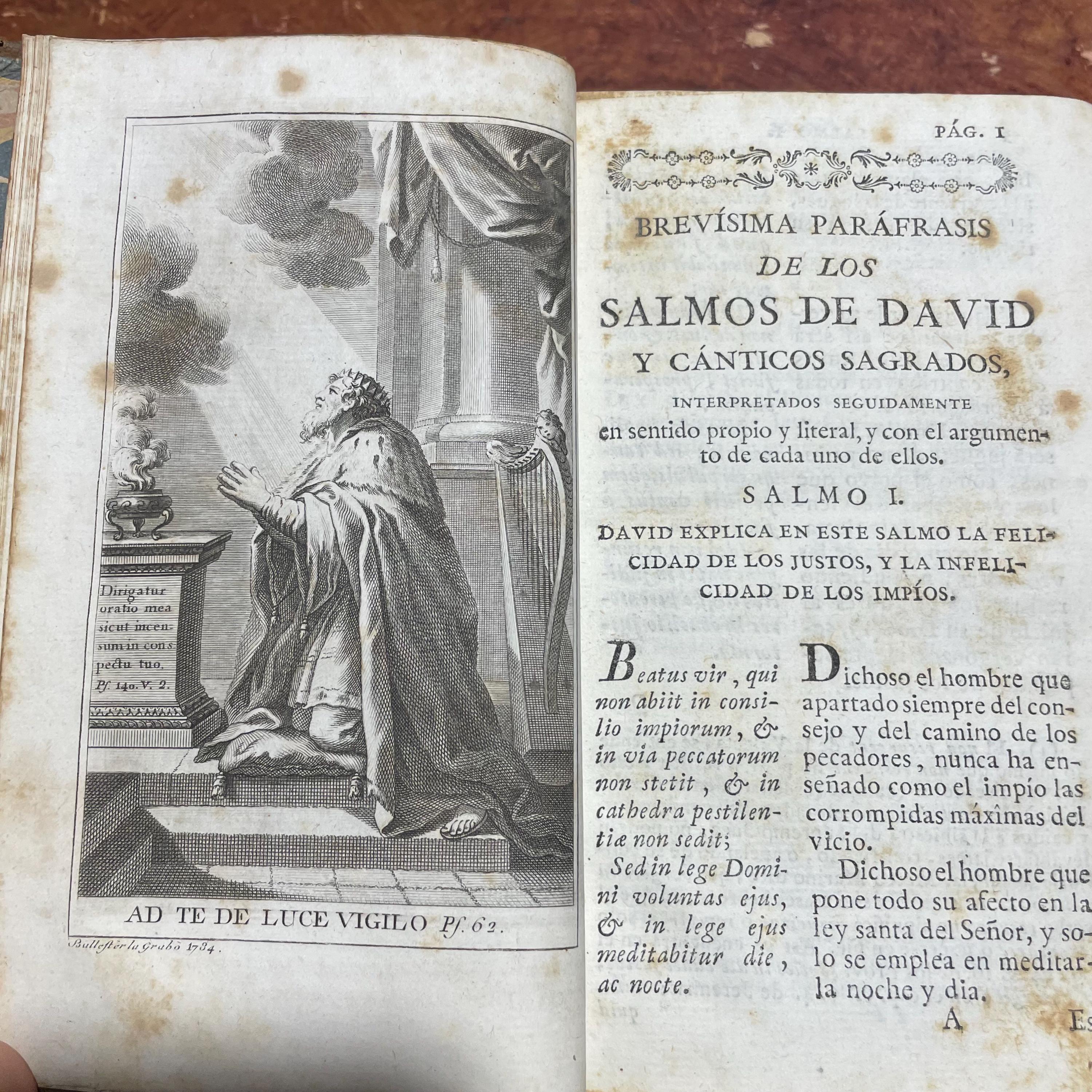 Los Salmos De David Y Canticos Sagrados, Interpretados En Sentido Propio y Literal En Una Brevisima Parafrasis. A cada Salmo se Le Pone Su Argumento: Y Los Versiculos Se Enlazan Con Transiciones Tan Naturales, Que Todo El Salmo Forma Una Oracion Seguida, Utilisima Para Todos Los Fieles, En Especial Los Que Rezan El Oficio Divino. Escritos En Frances Por El P. Lallemant: Traducidos Muchas Veces Al Italiano, Y Nuevamente Al Castellano... Segunda Edicion Corregida, En Que Se Anaden El Simbolo De S. Anatasio, El Te Deum Y Varias Notas. Translated from Spanish: The Psalms of David and Sacred Songs, Interpreted in Their Proper and Literal Sense in a Very Brief Paraphrase. Each Psalm is Provided with Its Argument: And the Verses are Linked with Such Natural Transitions, That the Entire Psalm Forms a Continuous Prayer, Extremely Useful for All the Faithful, Especially Those Who Pray the Divine Office. Written in French by P. Lallemant: Translated Many Times into Italian, and Newly into Spanish... Second Corrected Edition, in Which Are Added the Creed of St. Athanasius, the Te Deum, and Various Notes. — photograph 9.