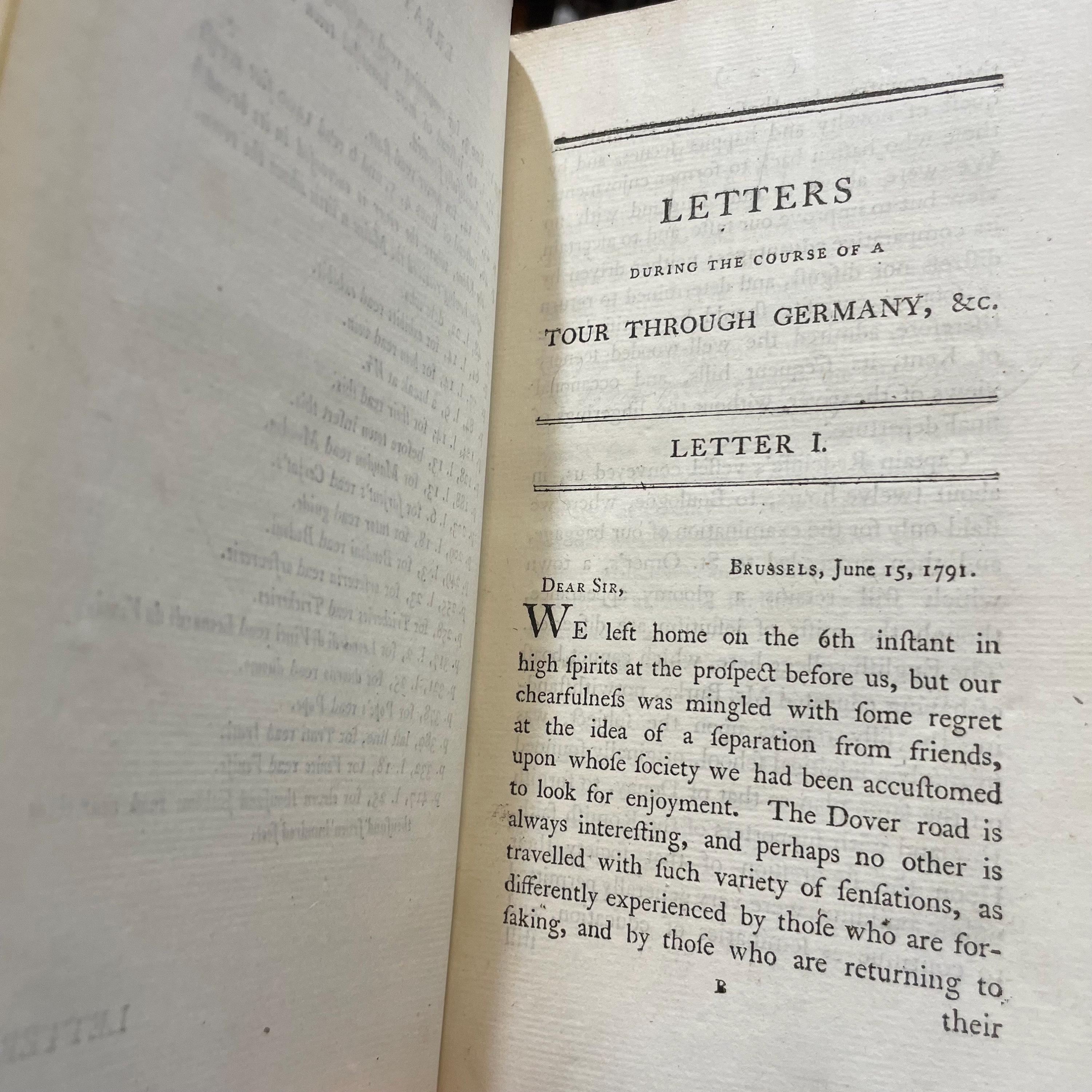Letters During the Course of a Tour Through Germany, Switzerland and Italy, in the years M.DCC.XCI and M.DCC.XCII. With reflections on the Manners, Literature, and Theology of those Countries. — photograph 8.