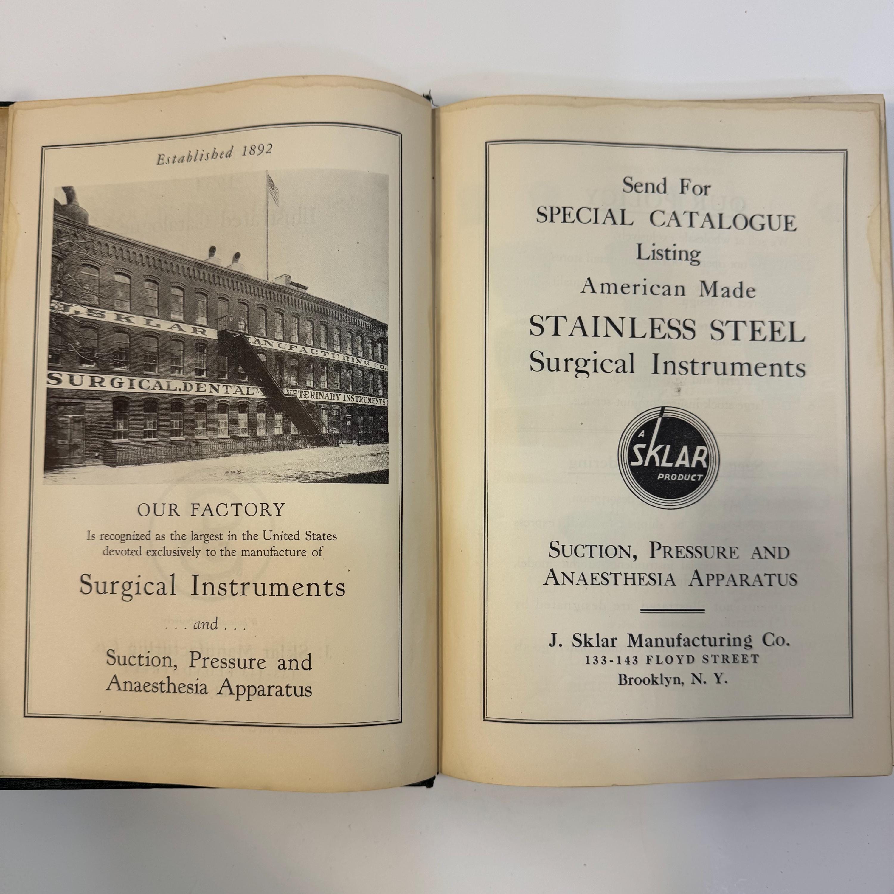 Illustrated Catalogue of Domestic & Imported Surgical Instruments: Suction, Pressure, etc. by J. Sklar Manufacturing Co | 10th Edition, 1934 — photograph 7.