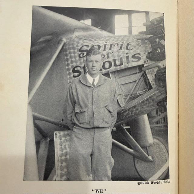 "We" The Famous Flier's Own Story of His Life and His Transatlantic Flight, Together With His Views on The Future of Aviation. With a Forward by Myron T. Herrick U.S. Ambassador to France. Fully Illustrated. — photograph 4.