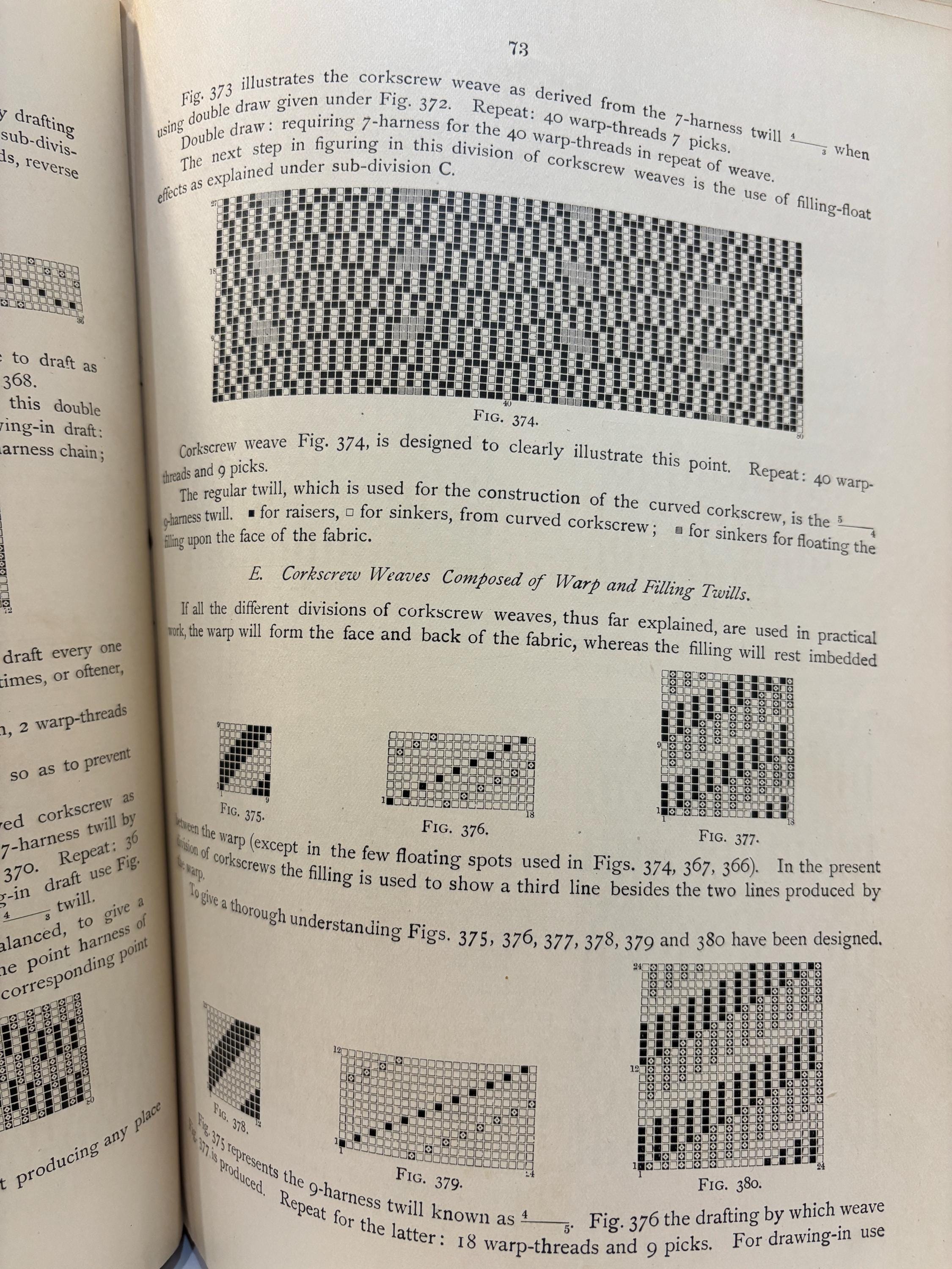 New and Revised Edition of Technology of Textile Design. A Practical Treatise on The Contruction and Application of Weaves for all Textile Fabrics and the Analysis of Cloth. Containing Also an Appendix Describing All The Latest Methods and Improvements in Designing and Manufacturing. For The Use of Students, Operatives, Overseers, Designers, Mill Managers, Commission Merchants and Manufacturers. With Over 1500 Illustrations. — photograph 9.