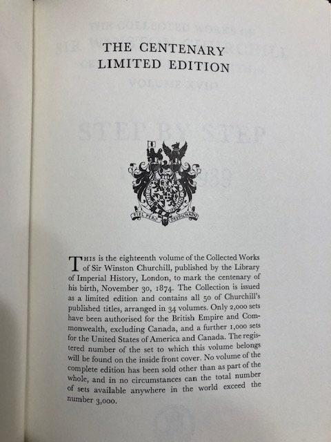 The Collected Works of Sir Winston S. Churchill, complete in 38 volumes, 34+4) including The Collected Essays. Centenary Edition. — photograph 4.