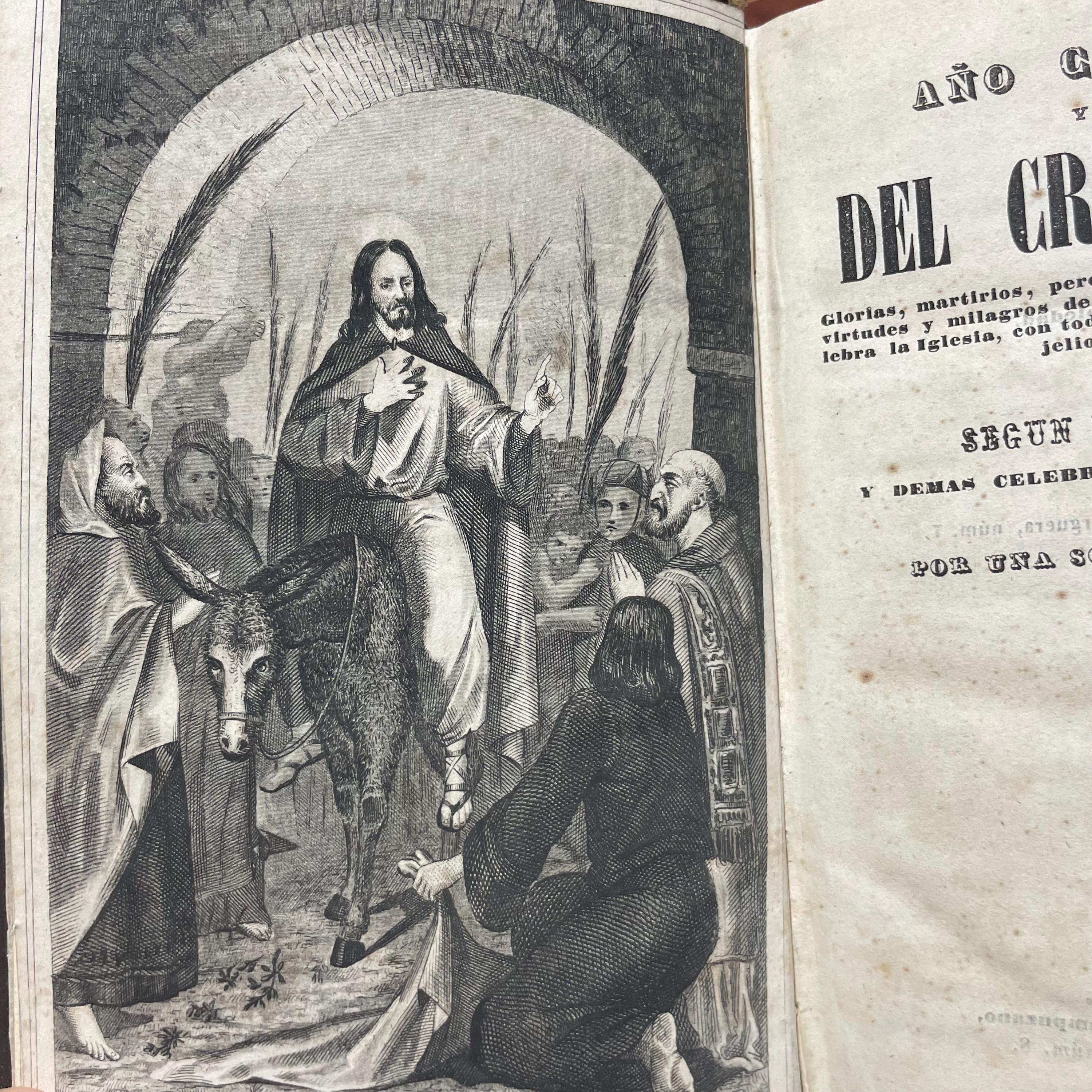 Ano Cristiano Y Fastos del Cristianismo. Glorias, martirios, peregrinaciones, padecimientos, vida, virtudes y milagros de todos los santos del ano que celebra la Iglesia, con todas las dominieas, epistolas y evanjelios de cada dia. Formado Segun El P. Croisset Y Demas Celebres Espositores Sagrados. Recopilado Por Una Sociedad Relijiosa. Tranlated from Spanish: Christian Year and Annals of Christianity. Glories, Martyrdoms, Pilgrimages, Sufferings, Lives, Virtues, and Miracles of All the Saints of the Year Celebrated by the Church, with All the Sundays, Epistles, and Gospels of Each Day. Compiled According to P. Croisset and Other Celebrated Sacred Expositors. Compiled by a Religious Society. — photograph 5.