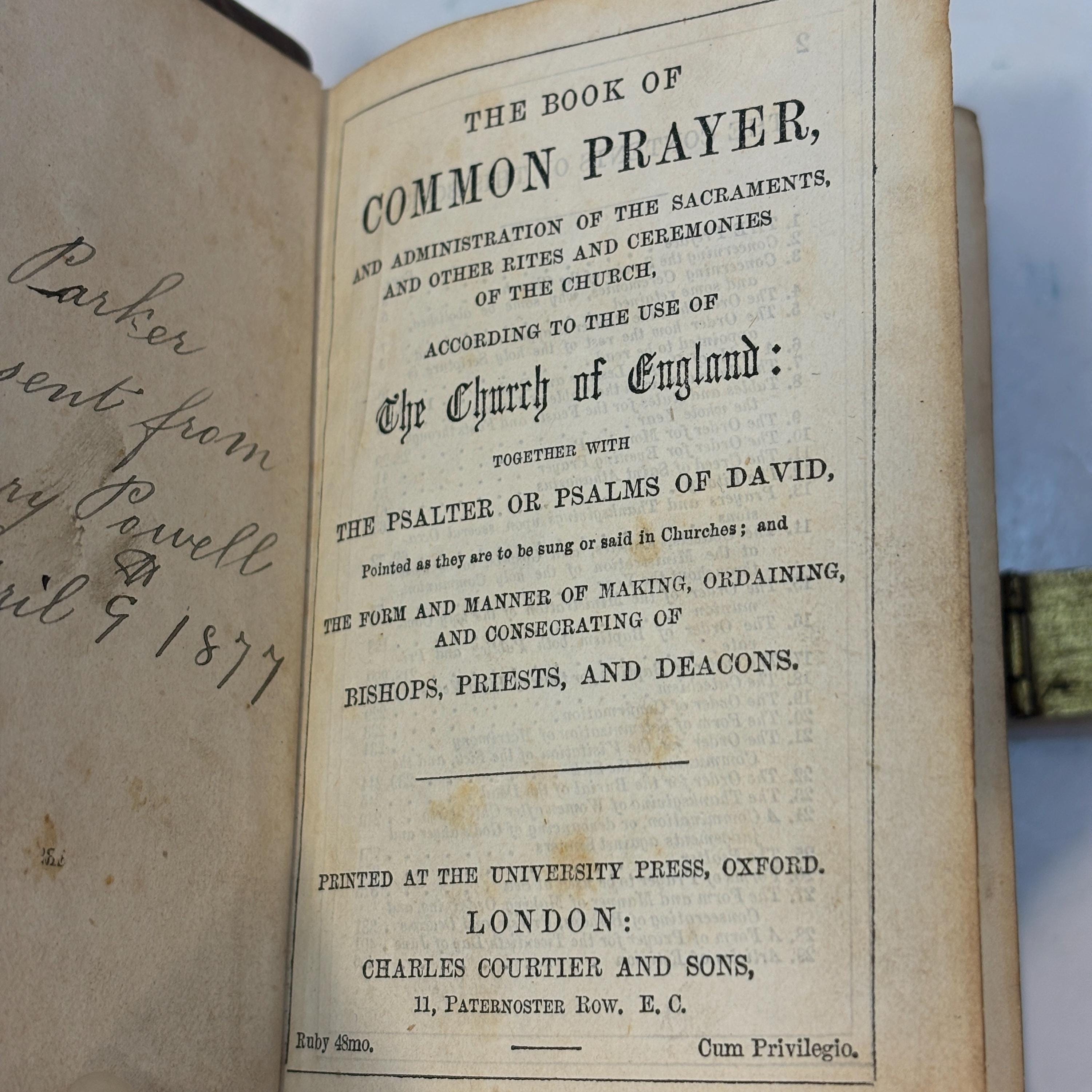 The Book of Common Prayer, And Administration of The Sacraments, and Other Rites and Ceremonies of The Church, According to The Use of The United Church of England. Together With The Psalter, or Psalms of David, Pointed as They Are to be Sung or Said in Churches, And The Form and Manner of Making , Ordaining, and Consecration of Bishops, Priests, and Deacons. — photograph 2.