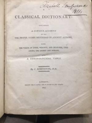 Classical Dictionary; containing a Copious Account of all the Proper Names Mentioned in Ancient Authors, with the Value of Coins, Weights, and Measures, used among the Greeks and Romans, and a Chronological Table. — photograph 2.