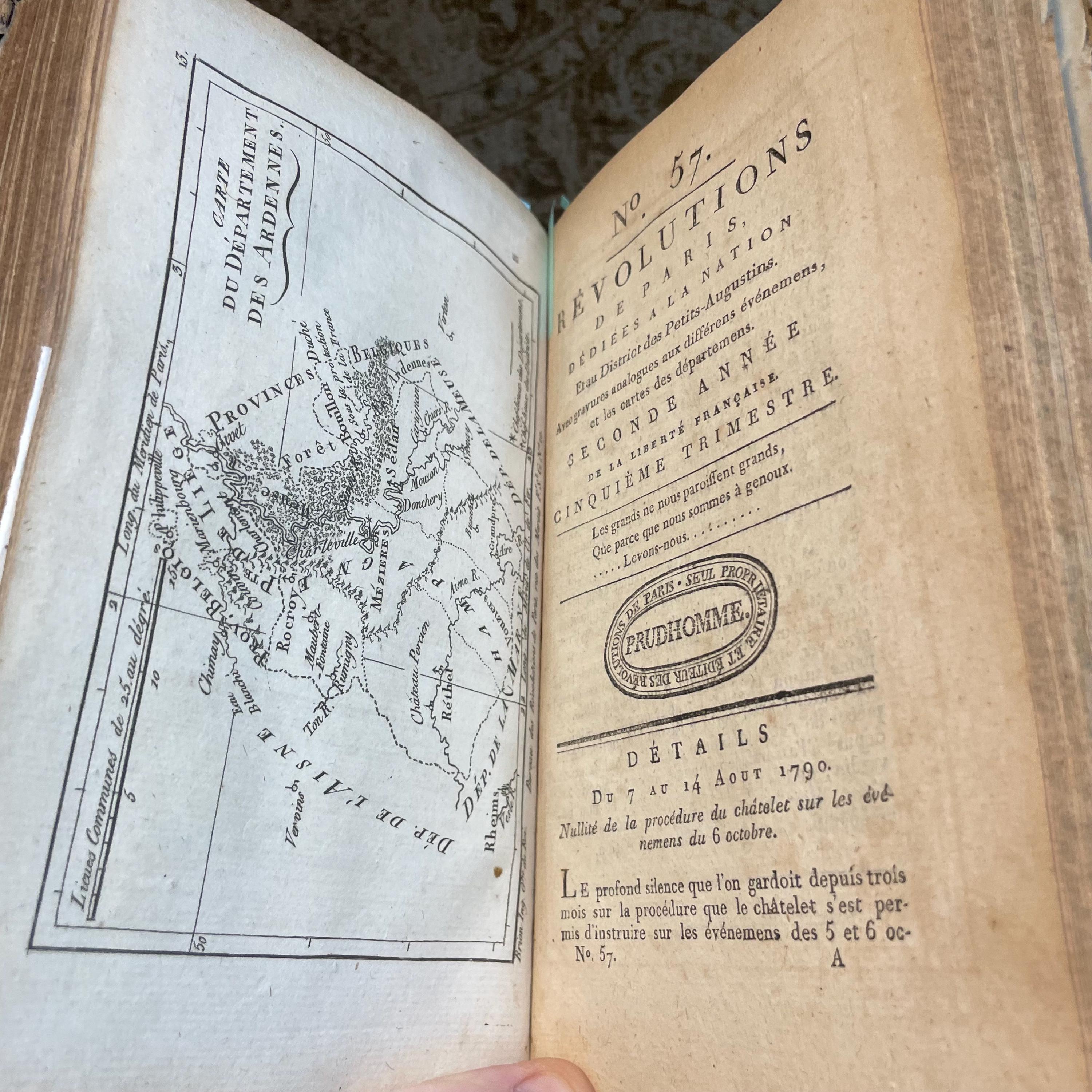 Journal des Révolutions de Paris, 10 issues #50-59, June-Aug 1790, with other parts — photograph 9.