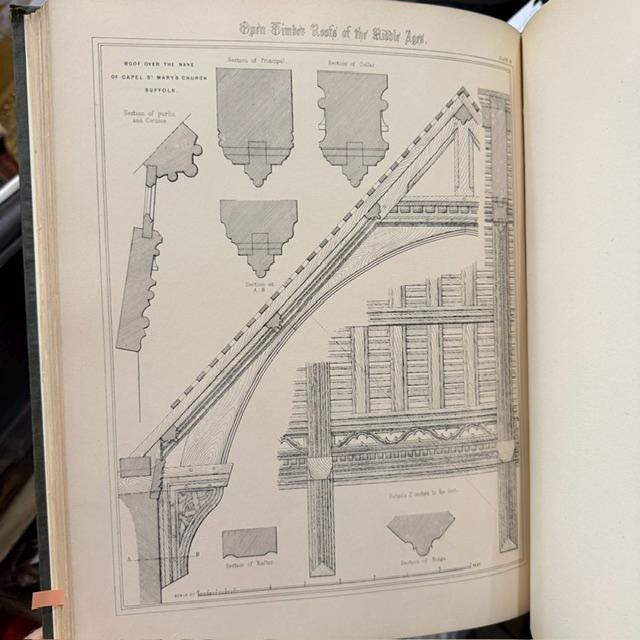 The Open Timber Roofs of The Middle Ages. Illustrated by Perspective and Working Drawings of Some of The Best Varieties of Church Roofs; With Descriptive Letter-Press. — photograph 10.