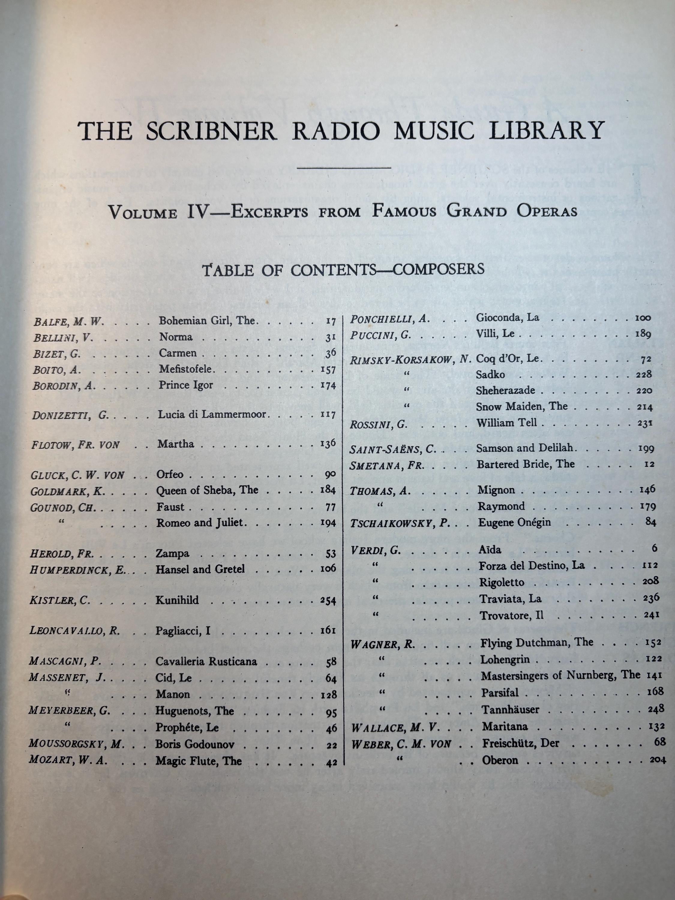 The Scribner Radio Music Library. Volume I, Classic and Romantic Compositions, Volume IV, Grand Opera Excerpts: Piano (2 vol.) — photograph 10.
