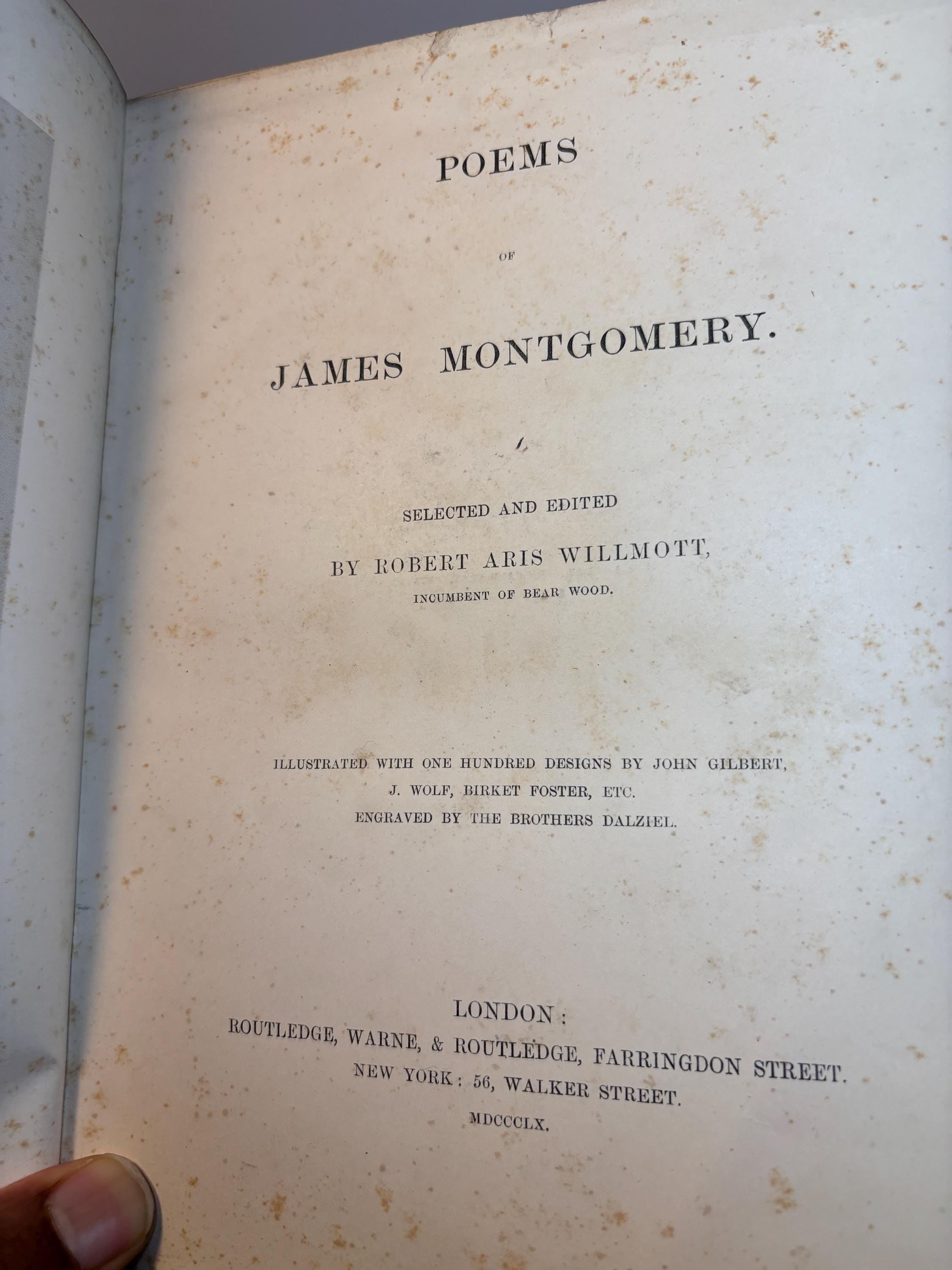 Poems of James Montgomery. Illustrated with One Hundred Designs by John Gilbert, J. Wolf, Birket Foster, Etc. Engraved by The Brothers Daziel. — photograph 3.