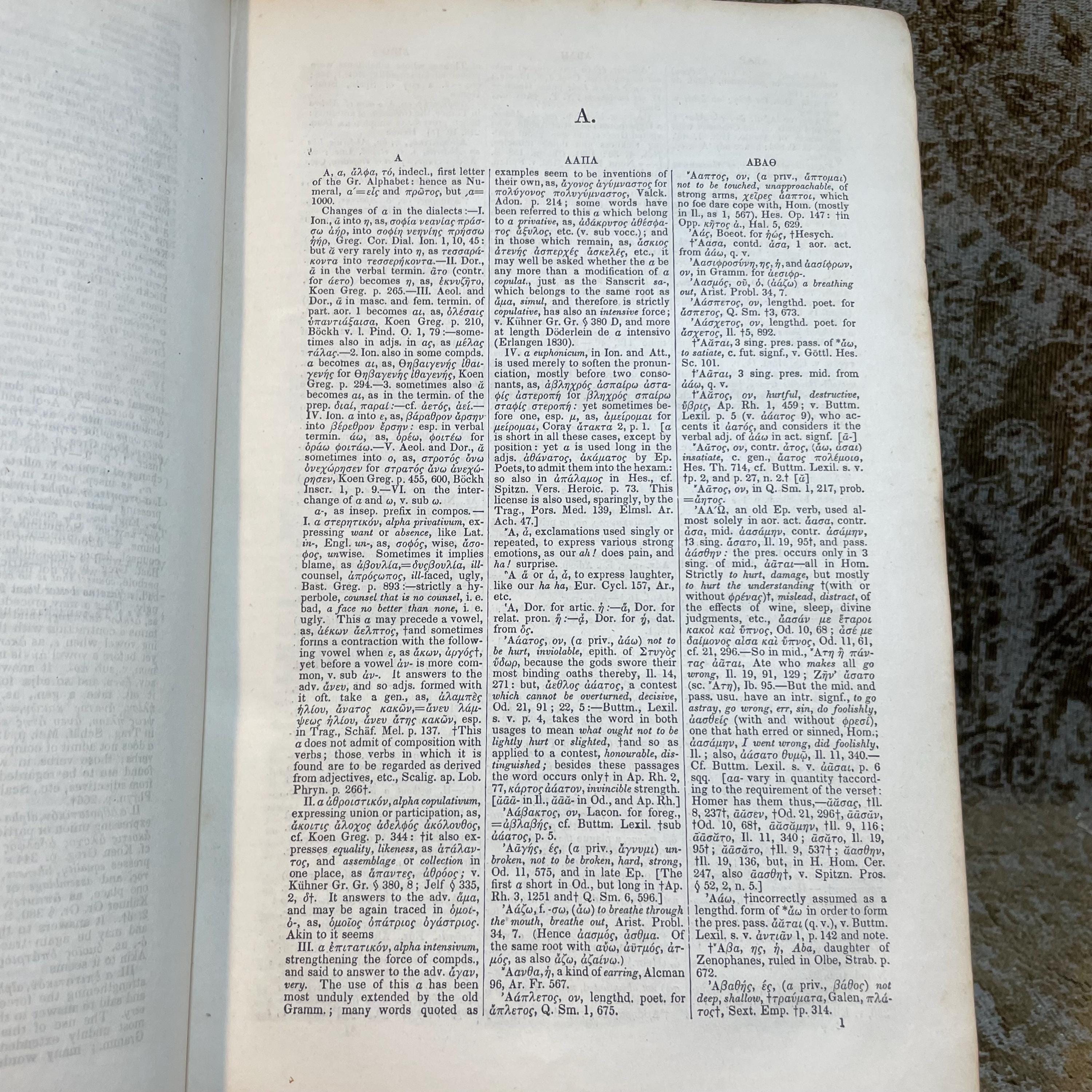 A Greek-English Lexicon, Based on The German Work of Francis Passow. With Corrections and Additions, and The Insertion in Alphabetical Order of The Proper Names Occurring in The Principal Greek Authors, by Henry Drisel, M.A. — photograph 6.