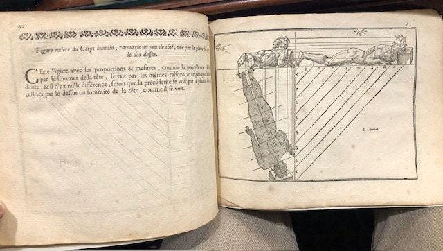 L'Art de Dessiner Par Jean Cousin, Excellent Peintre Francois. Trans: The Art of Drawing (Science of Art). Revised, Corrected, and Expanded. With 33 woodcut plates. - Missing title and pages 1-4, woodcuts with descriptions complete. — photograph 5.