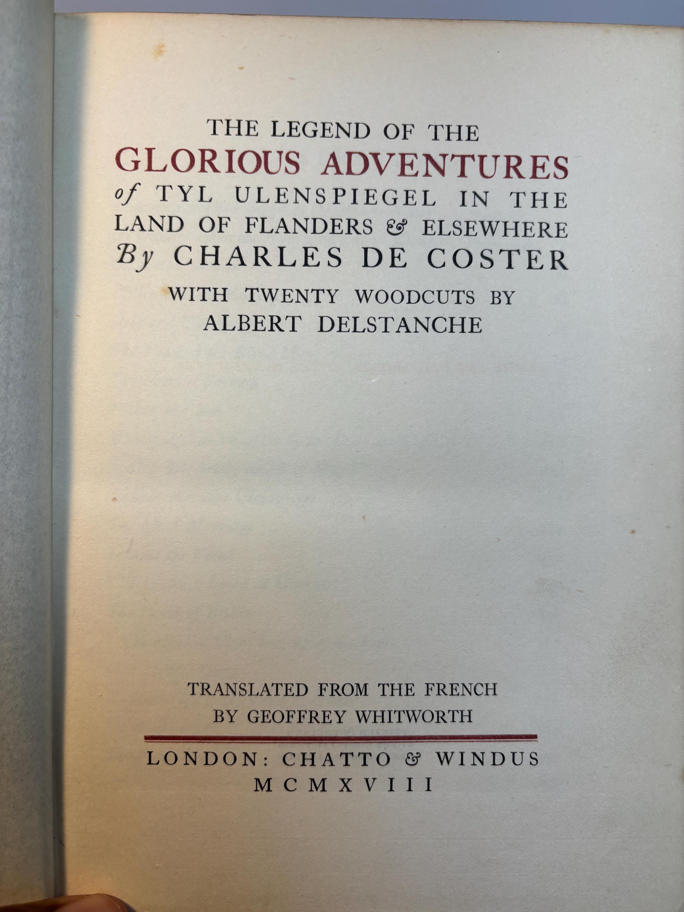 The Legend of The Glorious Adventures of Tyl Ulenspiegel in The Land of Flanders & Elsewhere… With Twenty Woodcuts by Albert Denstanche — photograph 4.